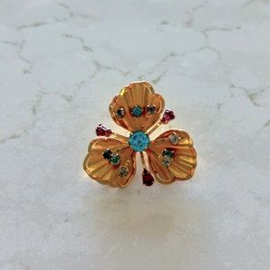 Vintage Rare Gold Toned Flower Brooch